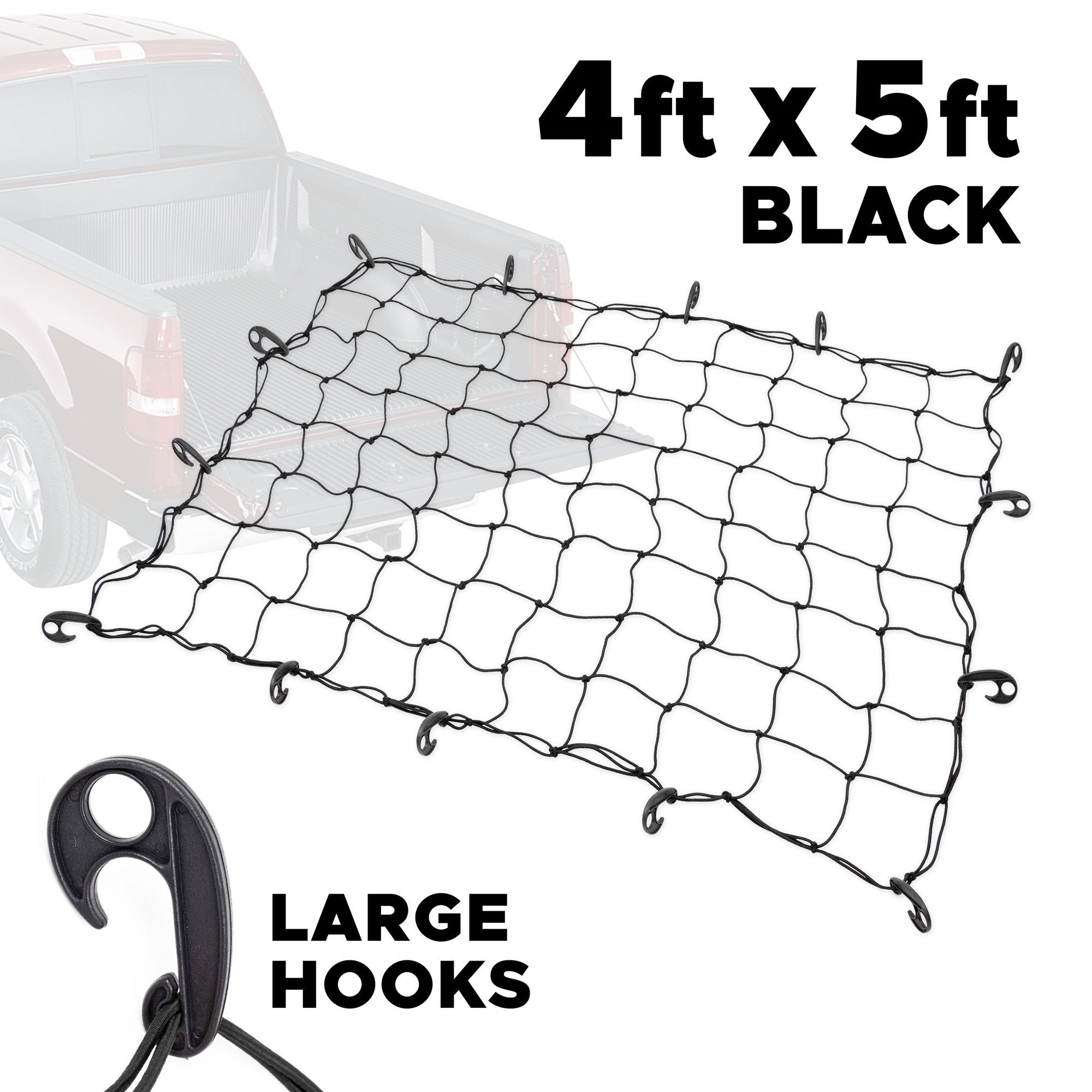 Large Black Bungee Cargo Net w/ 6 Hooks