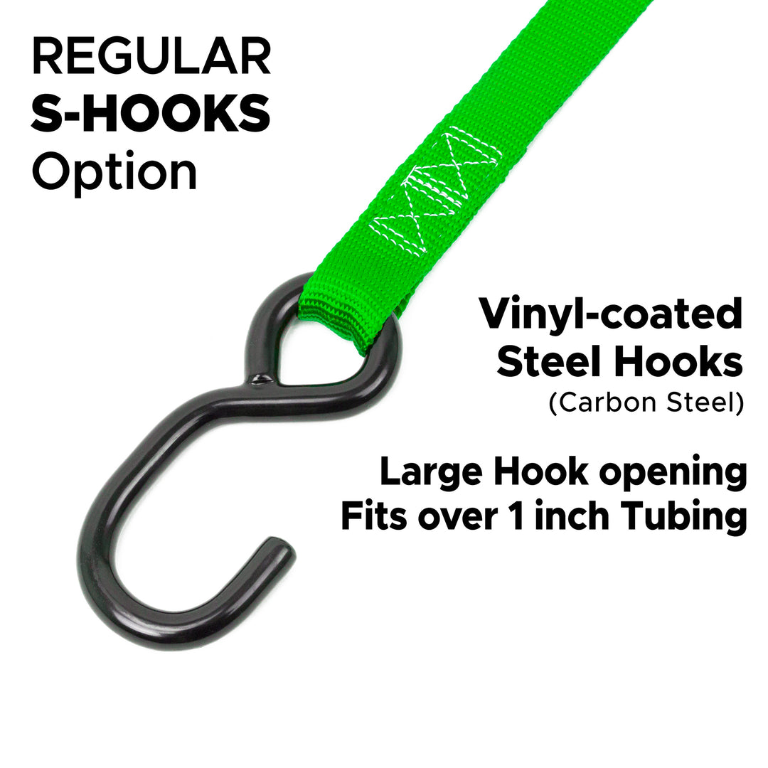 Stainless Steel Ratchet Strap 1 inch x 5 feet with Regular S-Hooks#color_green