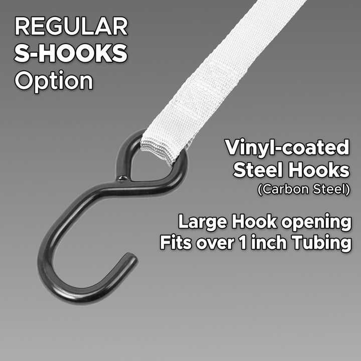 Stainless Steel Ratchet Strap 1 inch x 5 feet with Regular S-Hooks#color_white