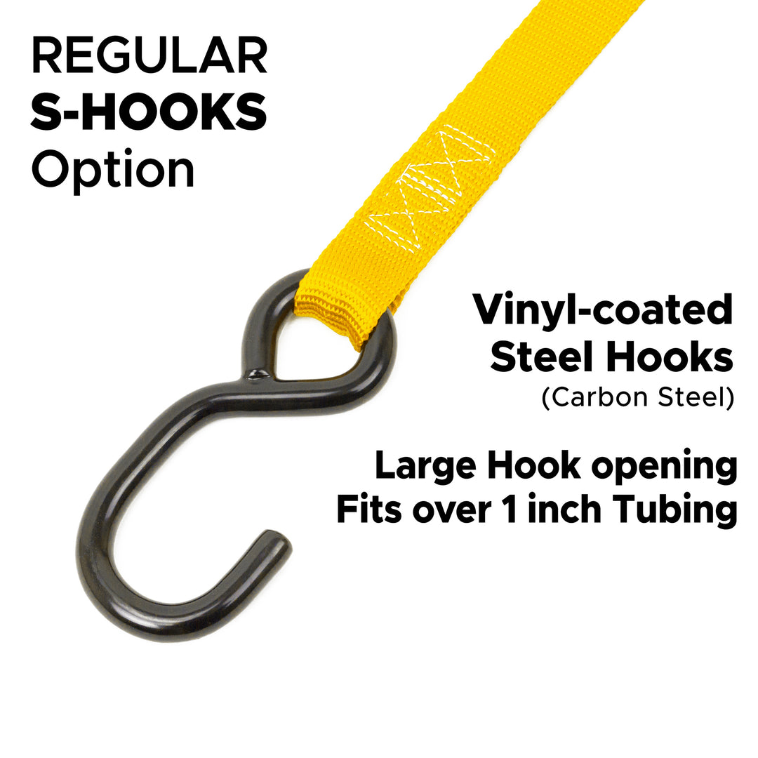 Stainless Steel Ratchet Strap 1 inch x 5 feet with Regular S-Hooks#color_yellow