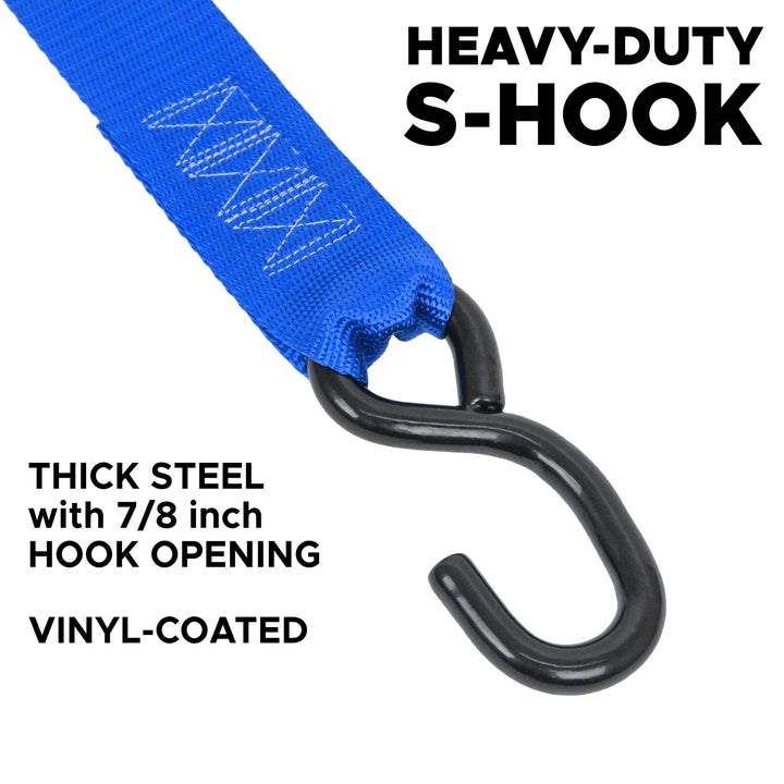 Ratchet Tie-Down Straps 2in HD S-Hooks #color_blue