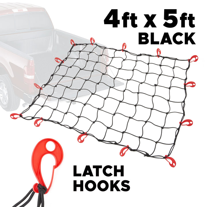 4ft x 5ft Medium Truck Bed Net, Black with LATCH Hooks and optional Storage Bag#storage-bag-add-on_no-add-on