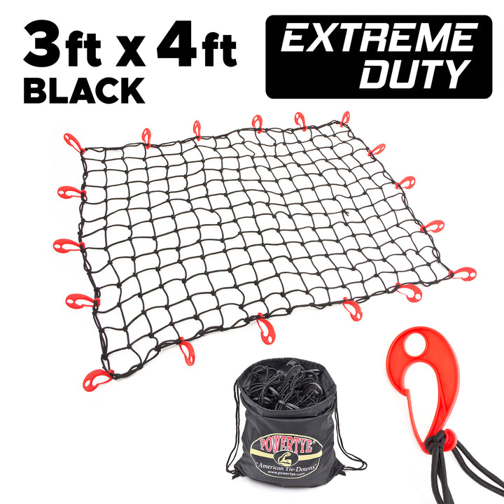 3ft x 4ft EXTREME Duty Cargo Net, Black with Latch Hooks and optional Storage Bag for trucks, trailers and cargo#storage-bag-add-on_storage-bag