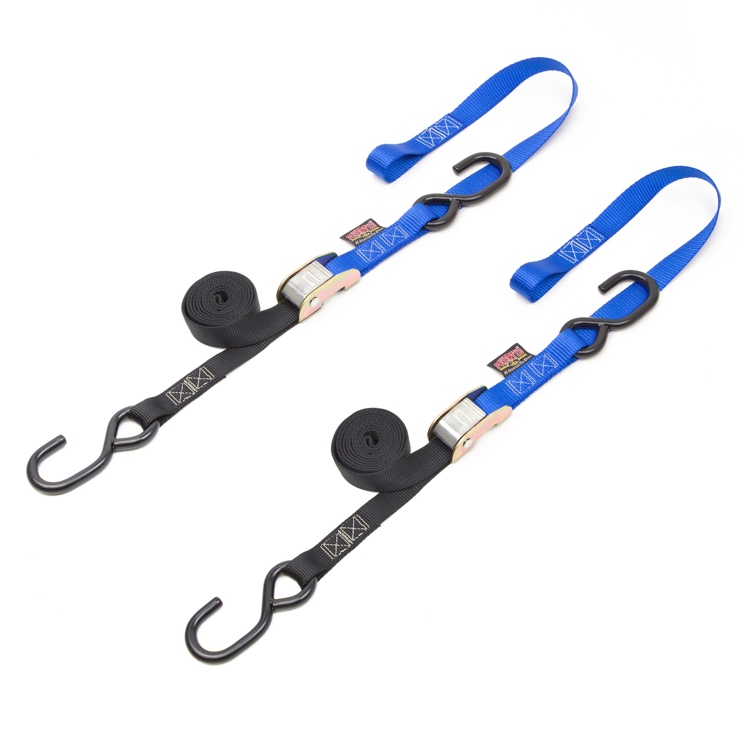 1in x 6ft CAM BUCKLE SOFT-TYE TIE-DOWN, S-HOOKS (pair) – PowerTye