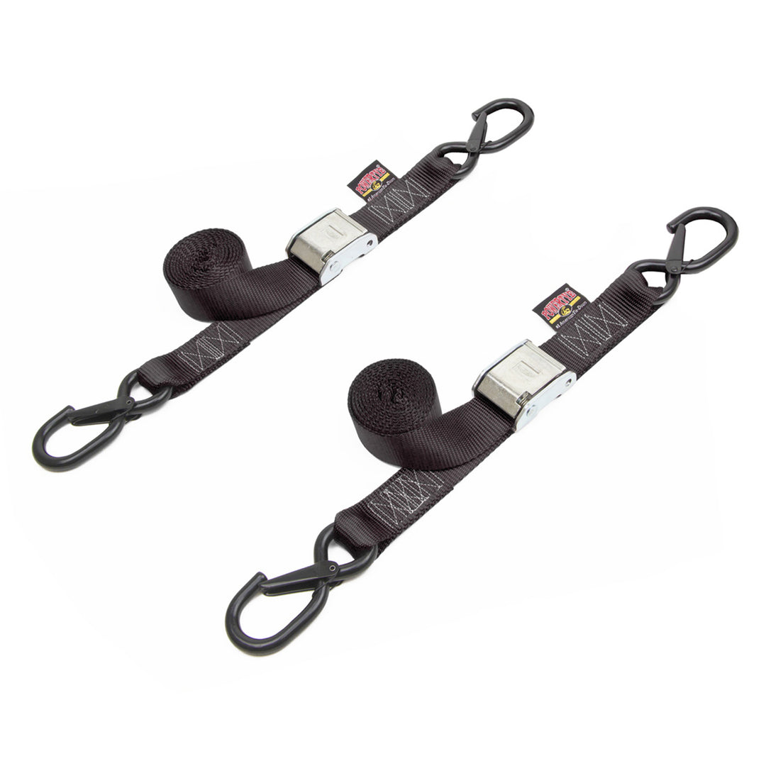  PowerTye 1in x 8ft Lashing Strap with Cam Buckle - Made in USA  - 200 lb. Working Load Limit / 600 lb. Breaking Strength - Black - 2-Pack :  Automotive