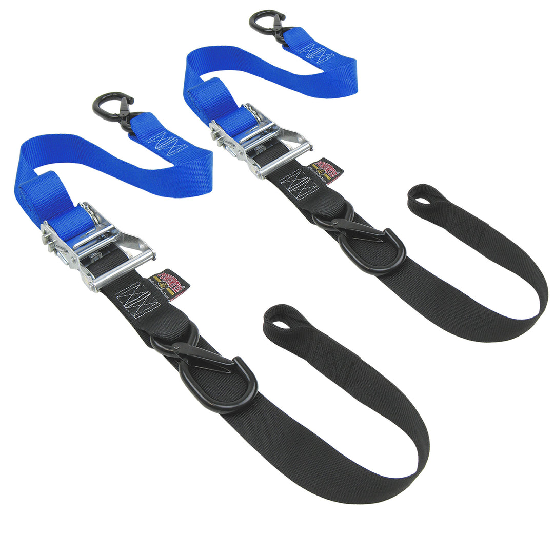 1.5in x 6.5ft SOFT-TYE RATCHET TIE-DOWN with LATCH HOOKS (pair